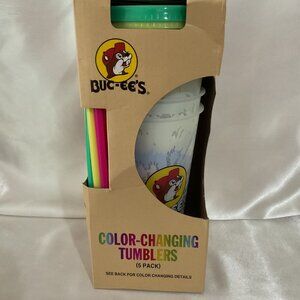 Buc-Ees Color-Changing Tumblers (5 Pack) With Lids & Straws 25 Oz BPA-Free Reusa